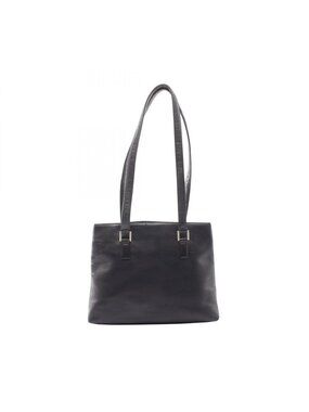Chanel Shoulder Bag Embossed Logo Black Lambskin